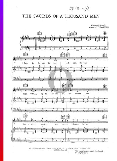 swords of a thousand men chords